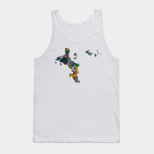 Spirograph Patterned Seychelles Islands Map Tank Top